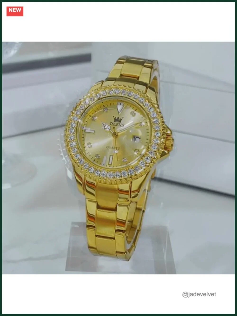 Diamond Dress Watch Analog Female Stainless Steel Waterproof Luminous Day Date